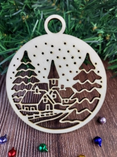 Vánoční baňka s vesničkou